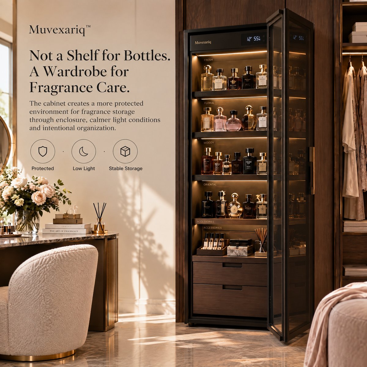 Muvexariq™ Perfume Wardrobe Climate Vault