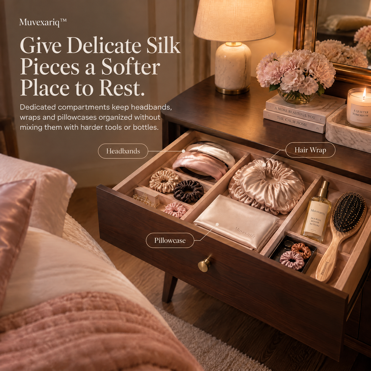 Muvexariq™ Silk Hair Ritual Drawer